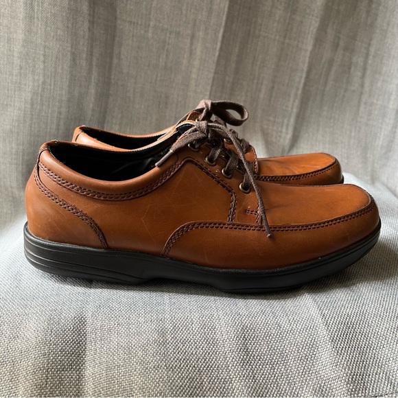 M&S Shoes Mens US 8 Brown Faux Leather Air Flex Total Comfort Extra Wide Fit - Picture 8 of 16